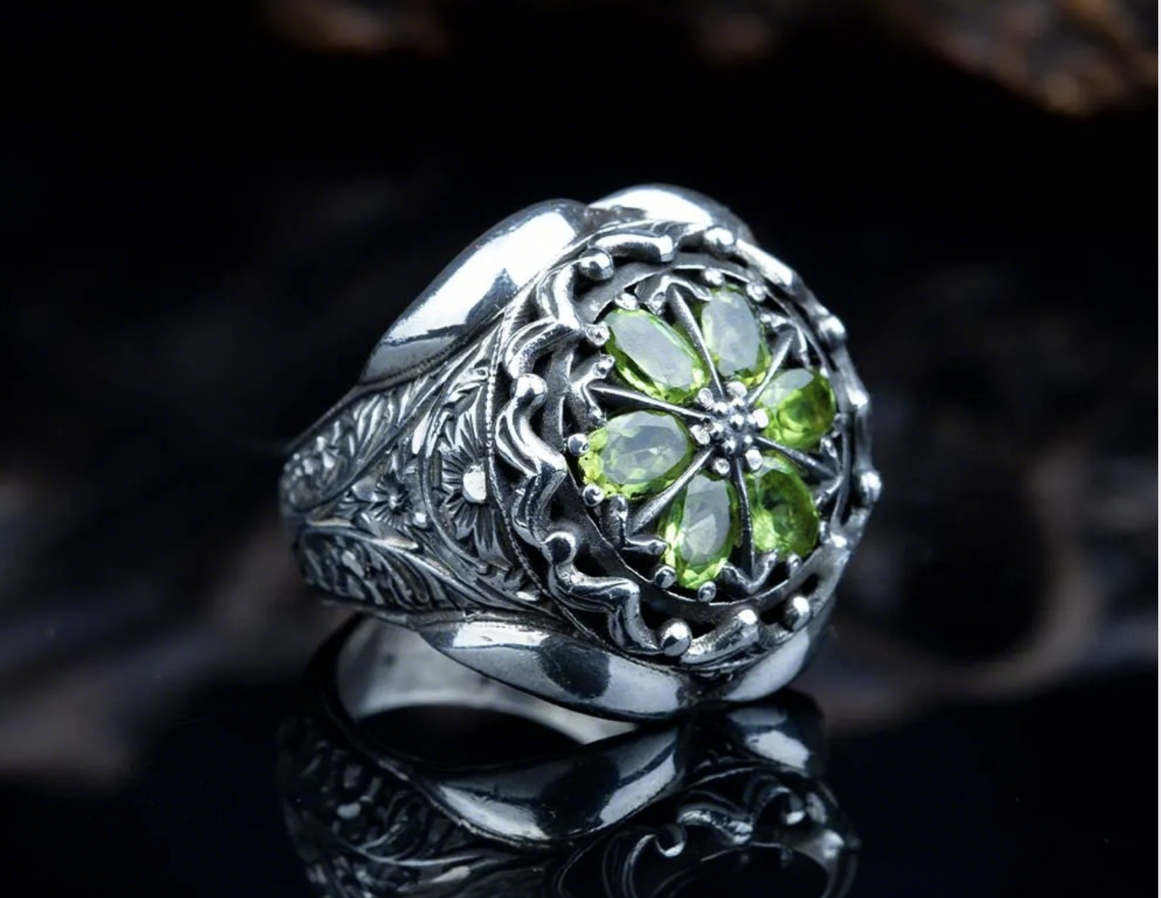 One of a Kind Peridot Silver Ring